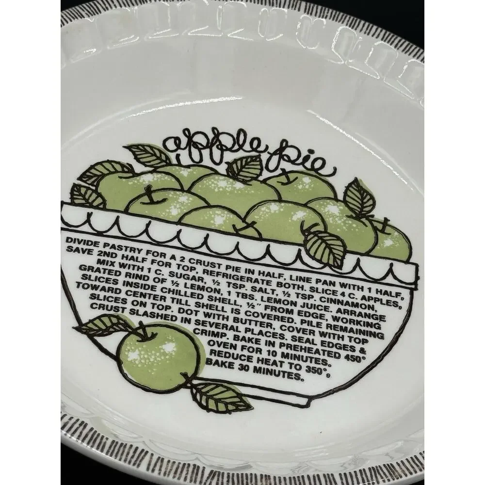 Vintage Royal China Country Harvest Apple Pie Recipe Pie Plate 10” Ironstone USA
